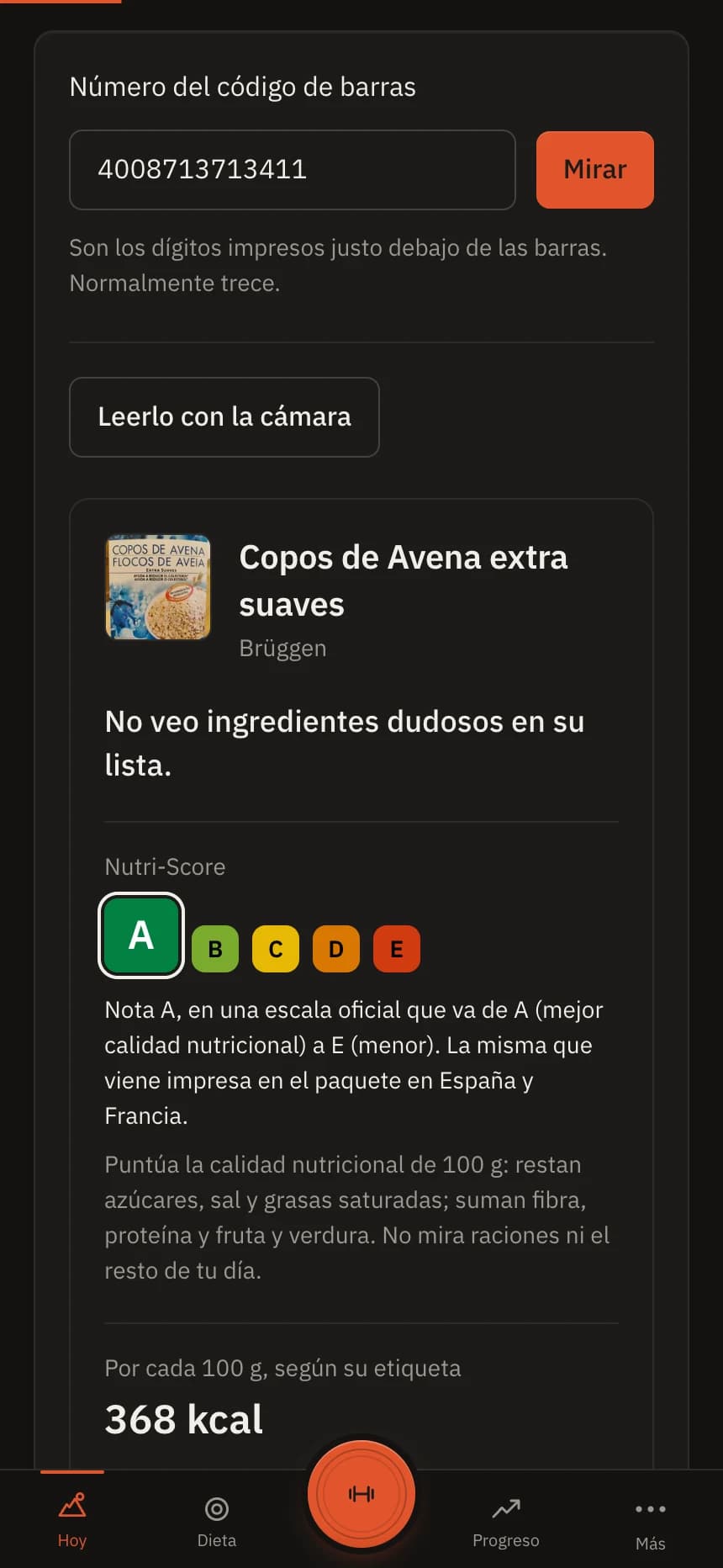 El escáner de Atlaz, con el resultado de un producto real
